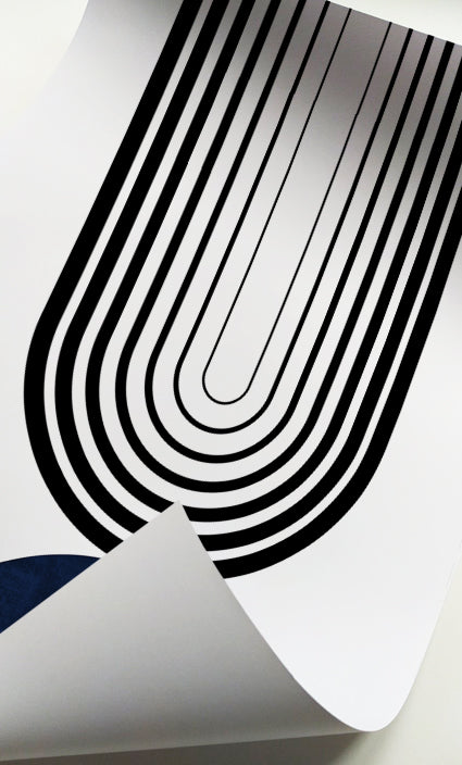 Abstract Bauhaus wall art set with modern navy geometric forms