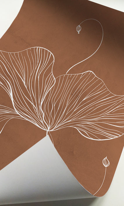 Minimalist botanical wall art set featuring delicate white line drawings and muted earth-tone backgrounds.