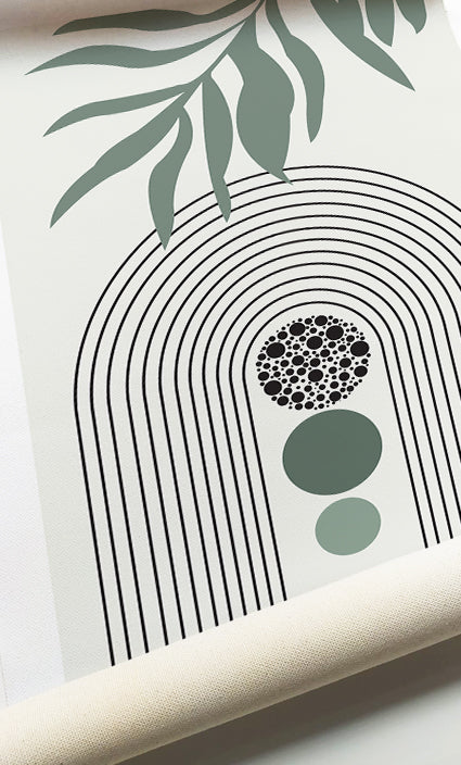 Sage green botanical artwork designed for contemporary living rooms and bedrooms