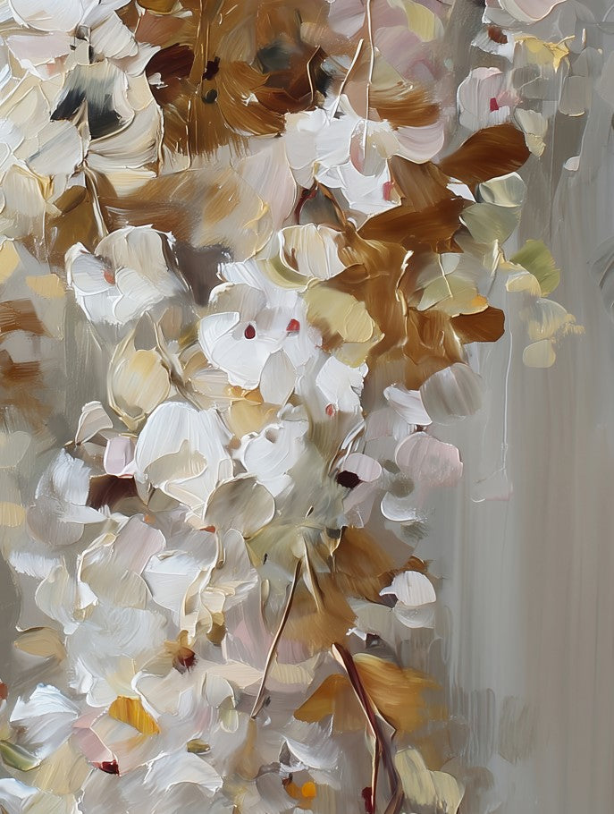 White Floral Wall Art Set of 2, Neutral Blossom Prints, Elegant Botanical Gallery Wall Decor
