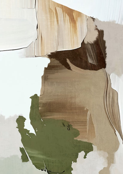 Neutral Abstract Wall Art Set of 4, Sage Green Minimalist Prints, Organic Modern Gallery Wall