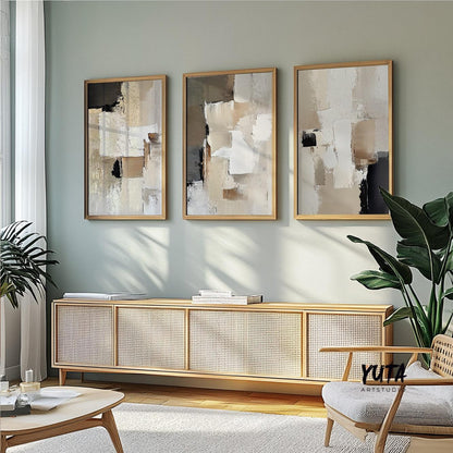 Contemporary abstract print trio ideal for office, bedroom, or living room