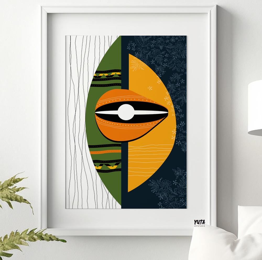 African american art. Modern colorful abstract large room decor