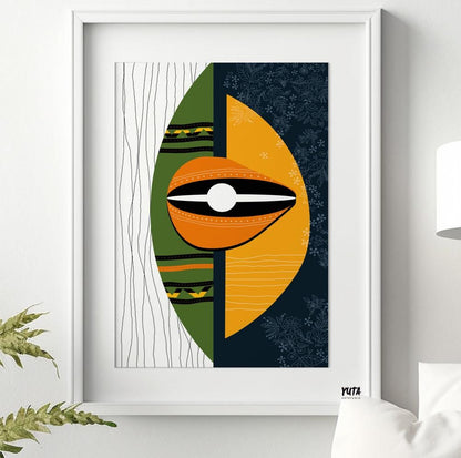 African american art. Modern colorful abstract large room decor