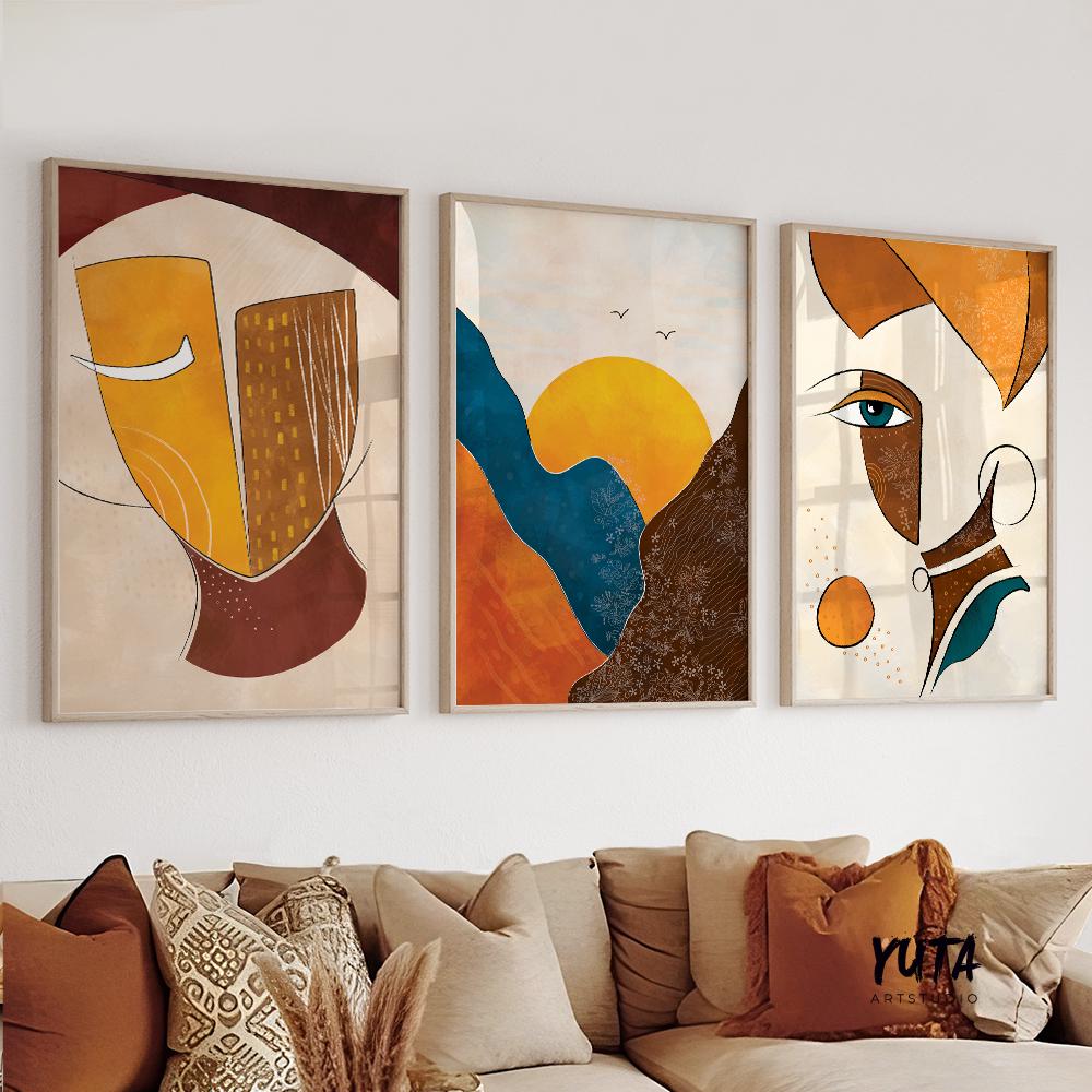 Modern abstract african art set of 3 prints. Contemporary colorful african wall art. Minimalist poster gallery wall set aesthetic room decor