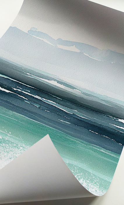 Aqua and blue contemporary abstract wall art
