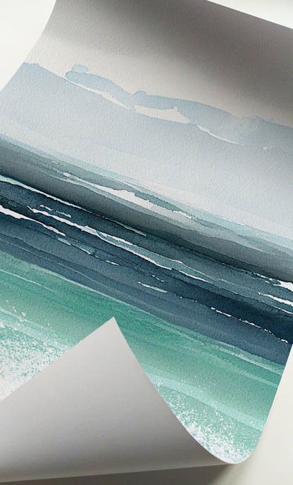Aqua and blue contemporary abstract wall art