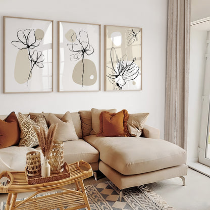 Organic modern botanical artwork with soft beige accents