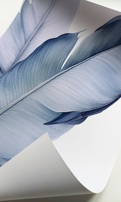 Modern blue leaf wall art set designed for living rooms, bedrooms, and contemporary homes