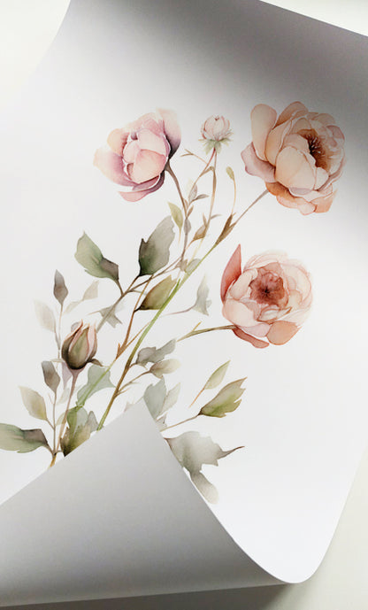 Blush pink botanical canvas prints for elegant home décor