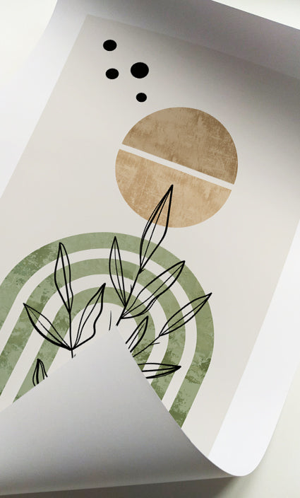 Contemporary abstract botanical prints bringing natural elegance to modern interiors