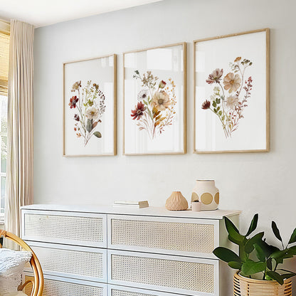 Neutral floral artwork featuring elegant meadow flowers