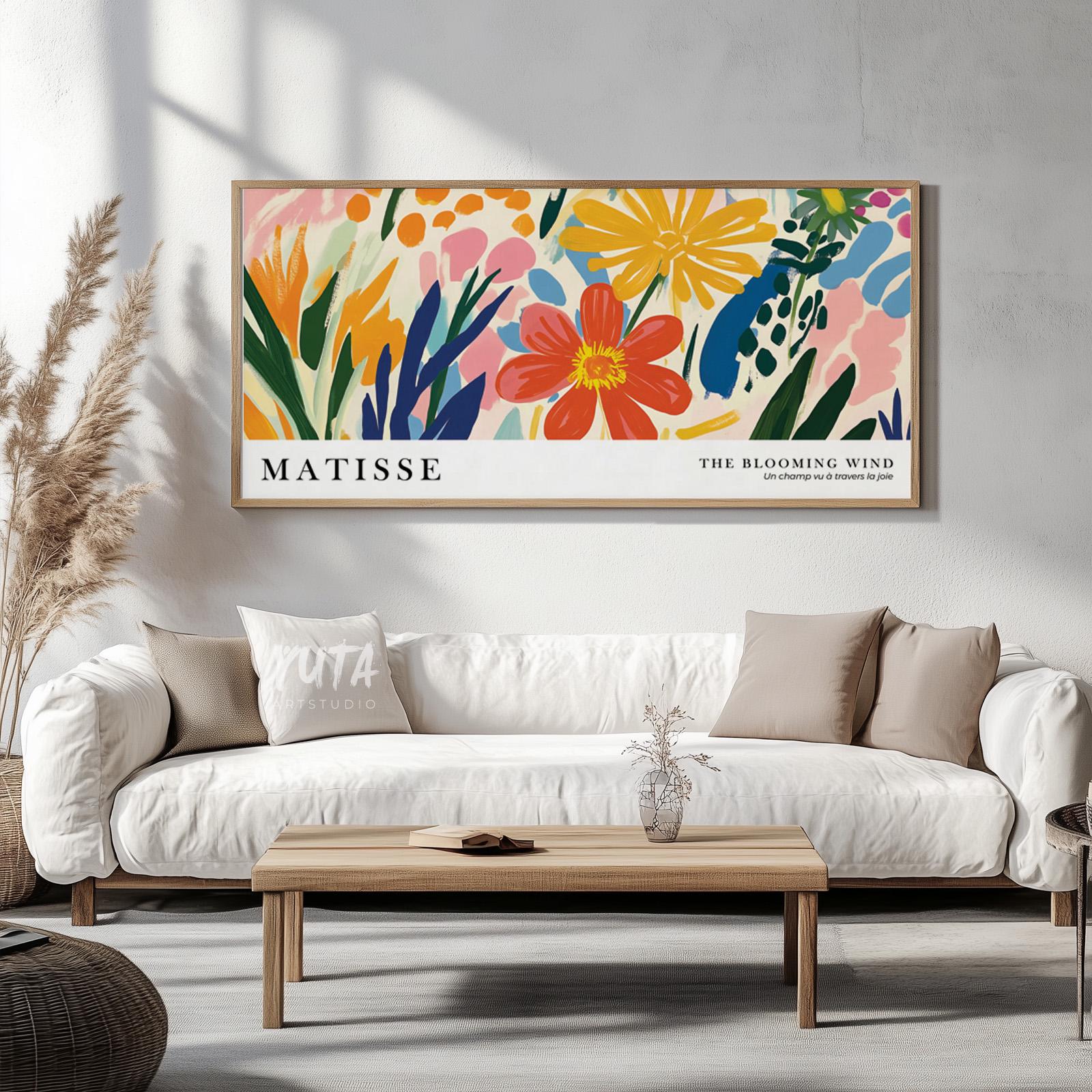 Botanical wall art featuring colorful flowers, playful foliage and modern floral artwork design