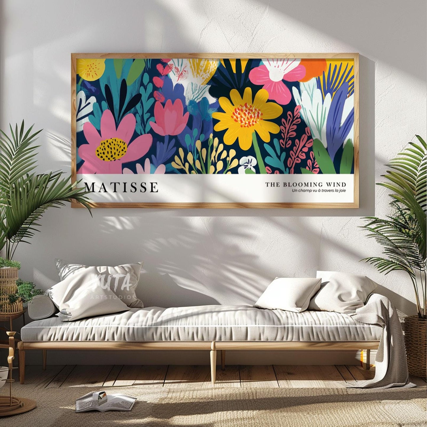 Bright botanical wall art showcasing colorful flowers and modern nature inspired composition