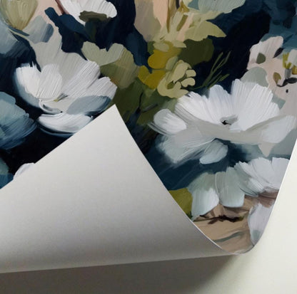 Modern botanical wall decor set featuring white blossoms and layered green leaves