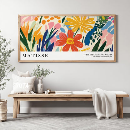Colorful floral wall art showcasing bright blooms, expressive botanical forms and contemporary decor style