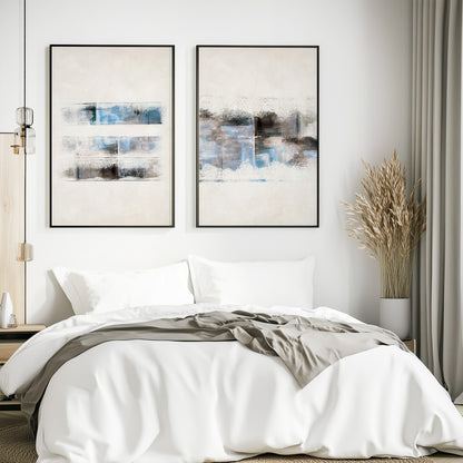 Organic Modern abstract artwork with soft blue accents