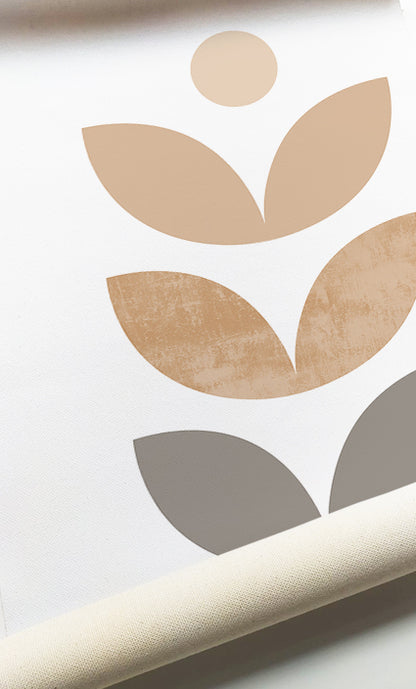 Elegant geometric wall art featuring minimalist sun motif and organic abstract forms