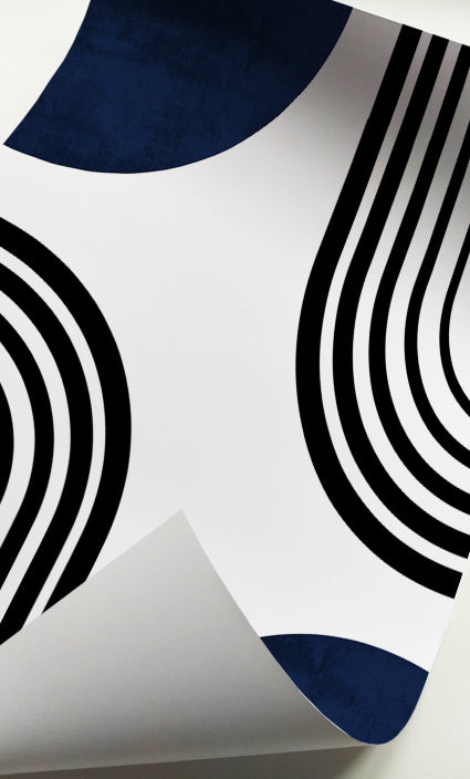 Contemporary navy Bauhaus posters for living room or office