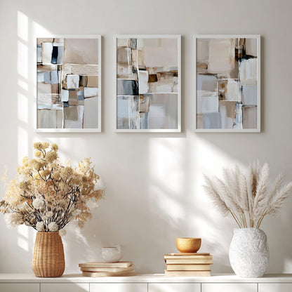 Organic Modern abstract wall décor with layered geometric compositions