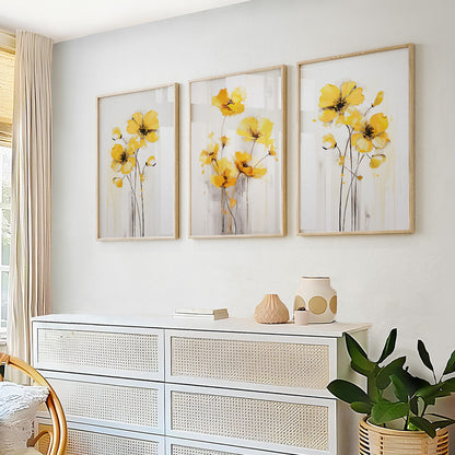 Minimalist yellow botanical gallery wall set