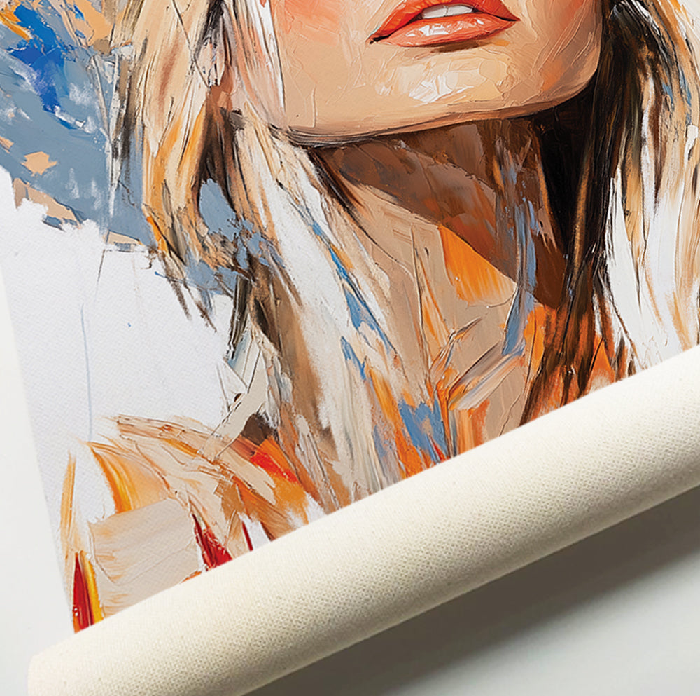 Cowgirl hat art print featuring a feminine portrait in a modern painterly style