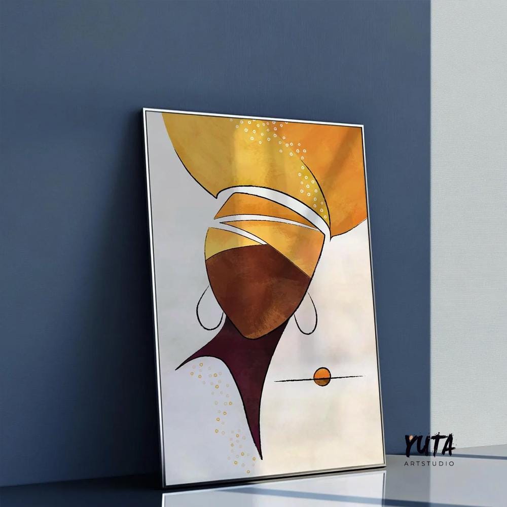 Contemporary African wall art print in bold and vibrant colors.