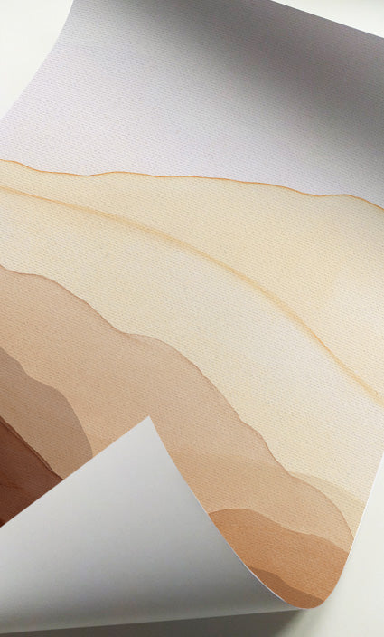 Neutral landscape artwork set with abstract mountain silhouettes