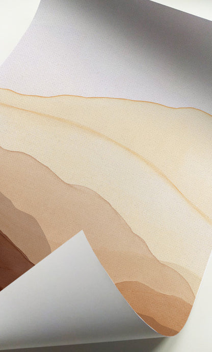 Neutral landscape artwork set with abstract mountain silhouettes