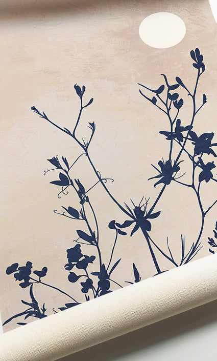 Wildflower botanical prints featuring graceful grasses and floral silhouettes in a minimalist style