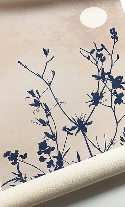 Wildflower botanical prints featuring graceful grasses and floral silhouettes in a minimalist style