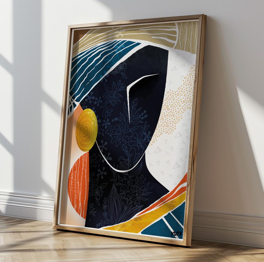 Contemporary black woman portrait aesthetic room decor