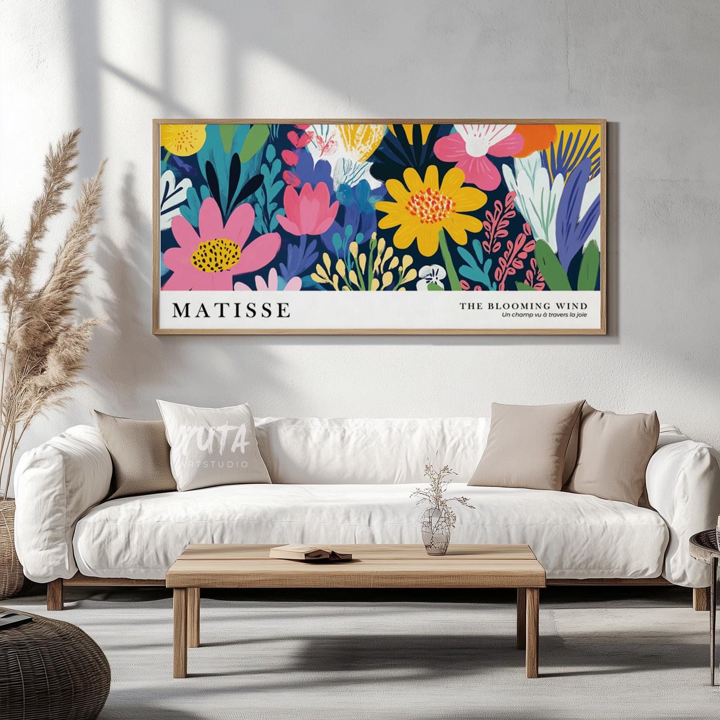 Flower wall art featuring colorful blossoms, tropical foliage and bold contemporary botanical artwork