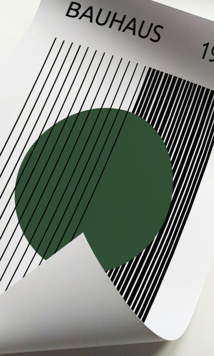 Modern abstract geometric posters with green and black accents