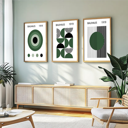 Scandinavian Bauhaus poster set with minimalist shapes
