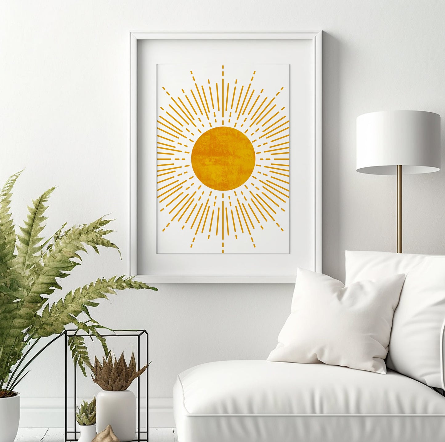 Sun mustard yellow modern boho print