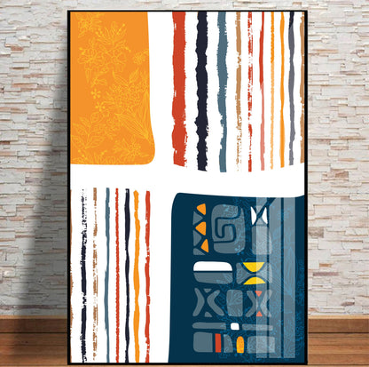 Modern colorful minimalist above bed african wall art