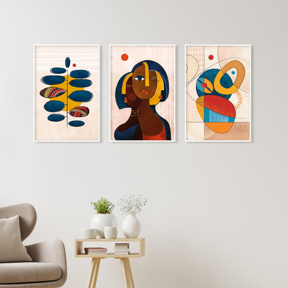 Modern abstract african art set of 3 print. Black women art, ethnic gallery wall set, colorful african posters,  vibrant living room artAbstract African Art
Black Woman art
african american art
colorful african art
above bed decor
3 piece wall art
mid century modern
trio african artwork
Afro woman poster
african boho prints
black women tryptich
Apartment wall decor
ethnic original art