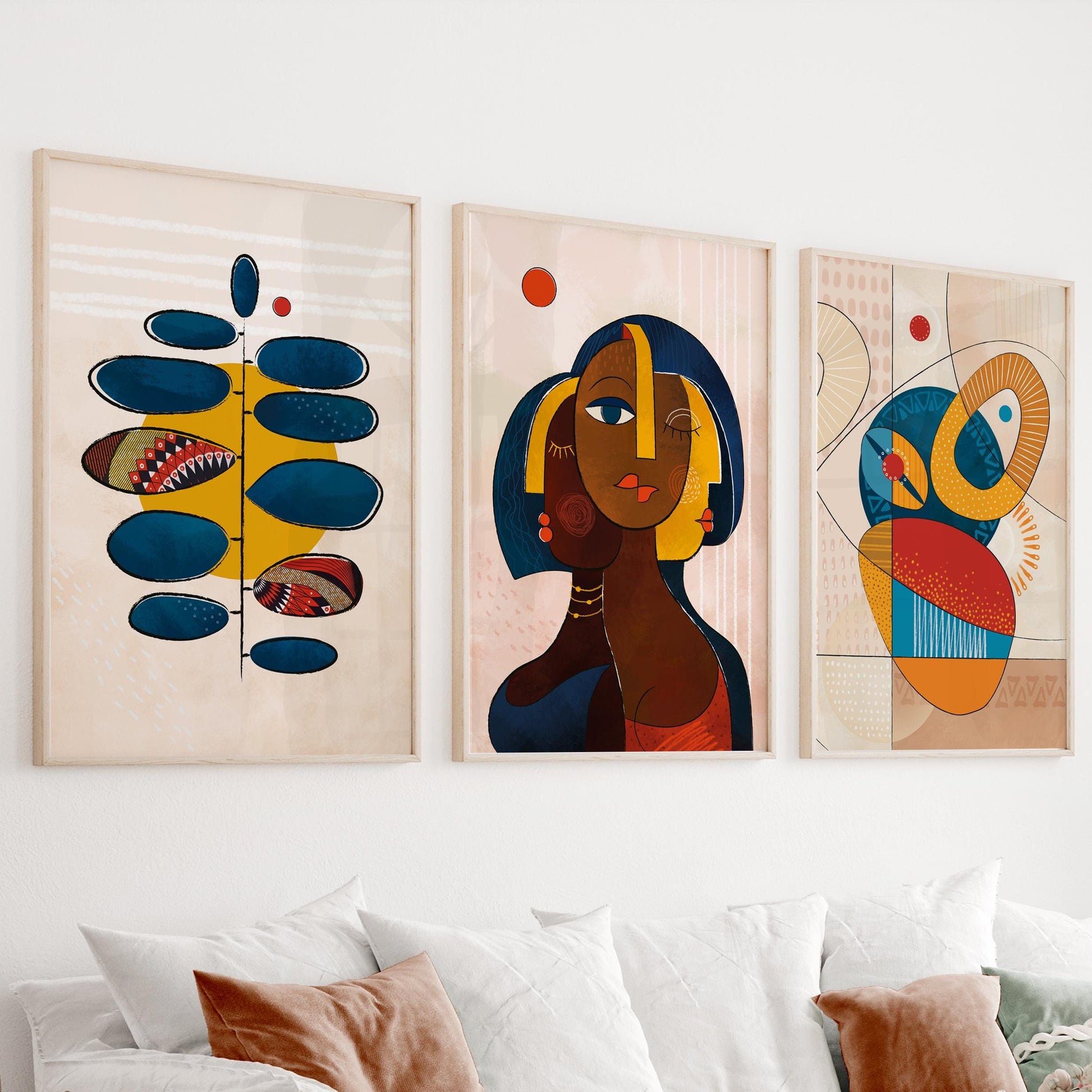 Modern abstract african art set of 3 print. Black women art, ethnic gallery wall set, colorful african posters,  vibrant living room art
Abstract African Art
Black Woman art
african american art
colorful african art
above bed decor
3 piece wall art
mid century modern
trio african artwork
Afro woman poster
african boho prints
black women tryptich
Apartment wall decor
ethnic original art