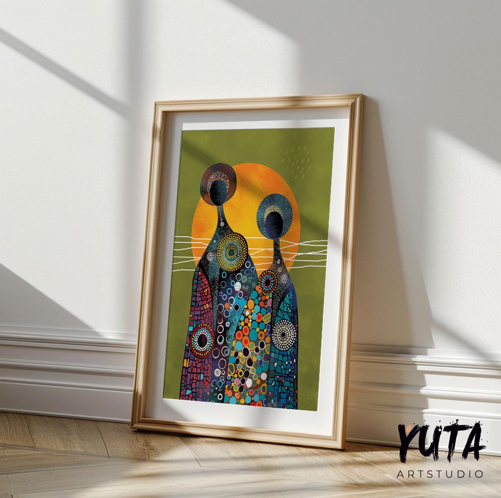 Modern minimalist african american art print. Contemporary bright african wall art Abstract ethnic femile extra large poster, home gift idea