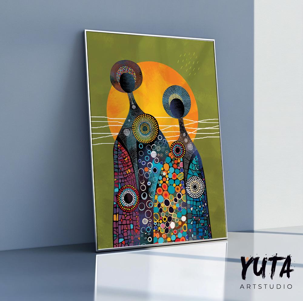Modern minimalist african american art print. Contemporary bright african wall art Abstract ethnic femile extra large poster, home gift idea