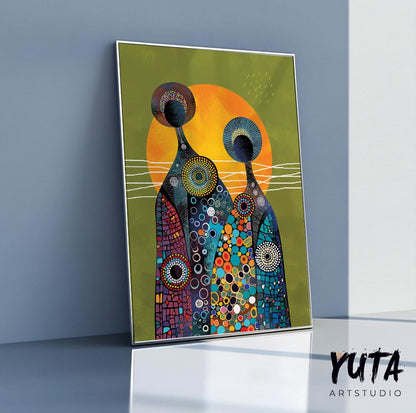 Modern minimalist african american art print. Contemporary bright african wall art Abstract ethnic femile extra large poster, home gift idea