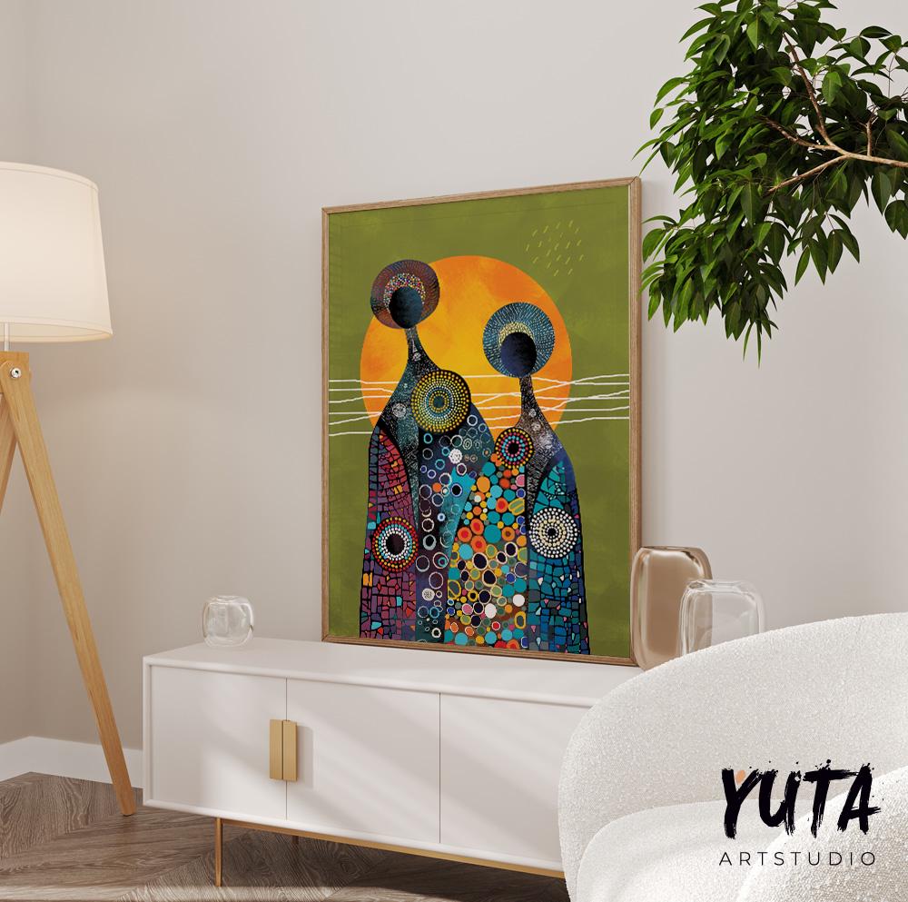 Modern minimalist african american art print. Contemporary bright african wall art Abstract ethnic femile extra large poster, home gift idea