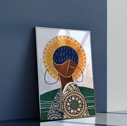 Modern african american art print. Abstract black woman portrait. Contemporary african wall art, aesthetic room decor, Black woman poster