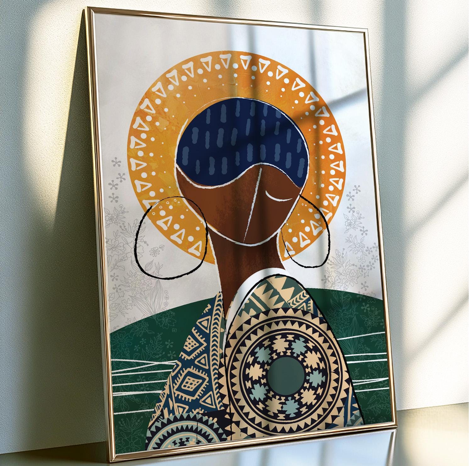 Minimalist modern woman portrait celebrating African identity.