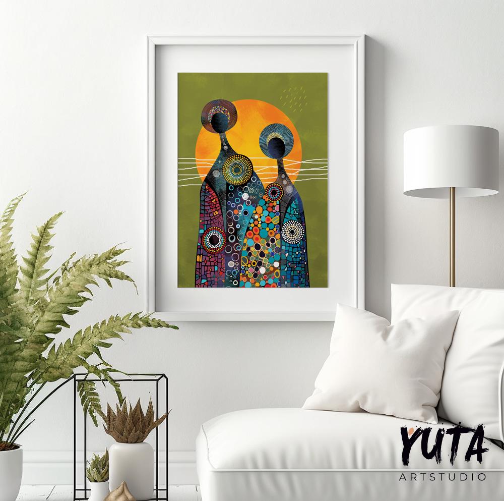 Modern minimalist african american art print. Contemporary bright african wall art Abstract ethnic femile extra large poster, home gift idea