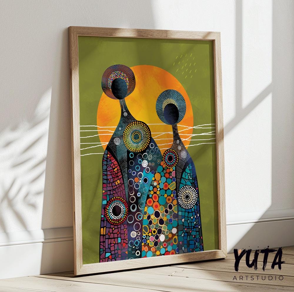 Modern minimalist african american art print. Contemporary bright african wall art Abstract ethnic femile extra large poster, home gift idea
