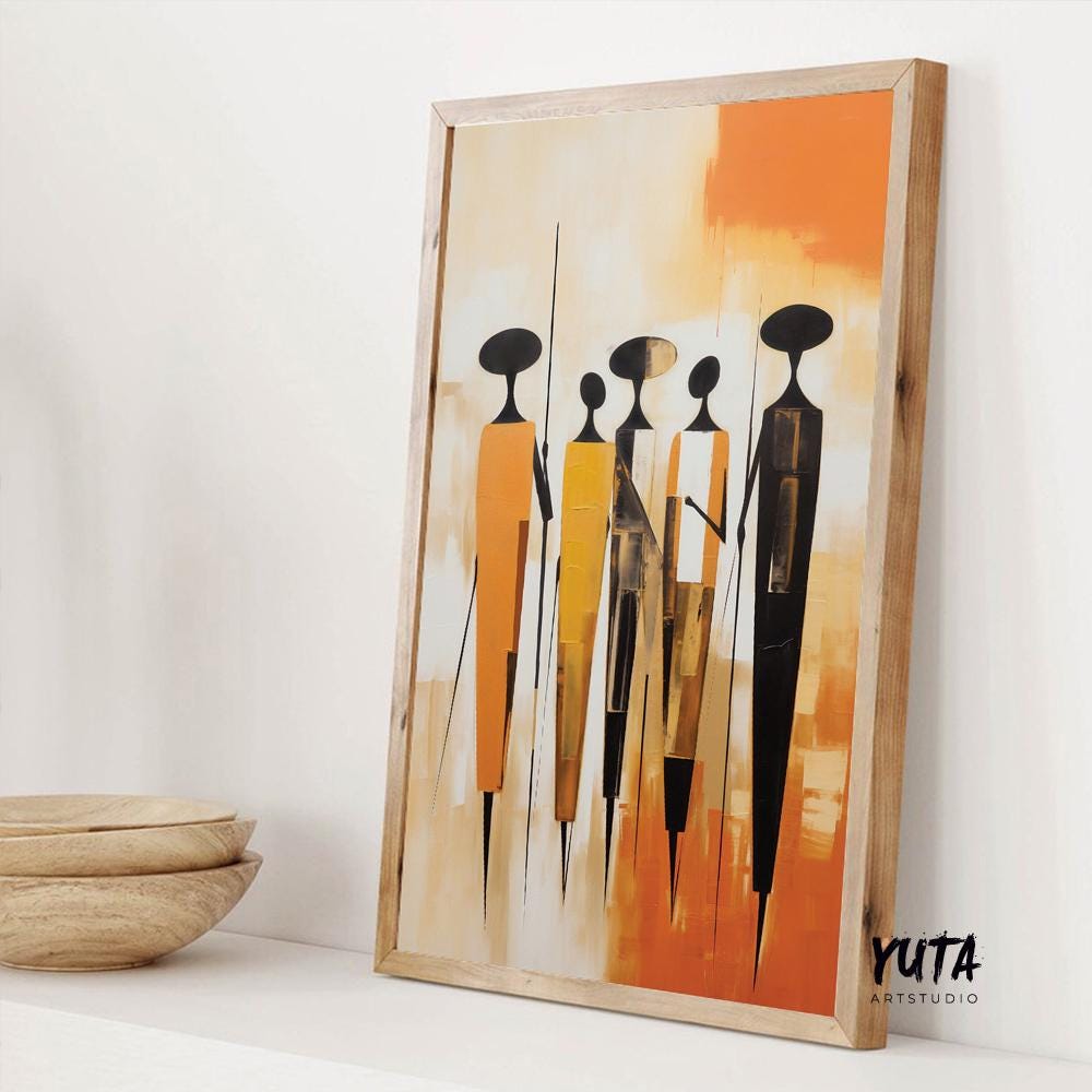 Minimalist african wall art print. Modern abstract figures extra large poster, african ethnic room decor, home gift idea