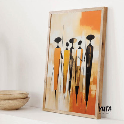 Minimalist african wall art print. Modern abstract figures extra large poster, african ethnic room decor, home gift idea