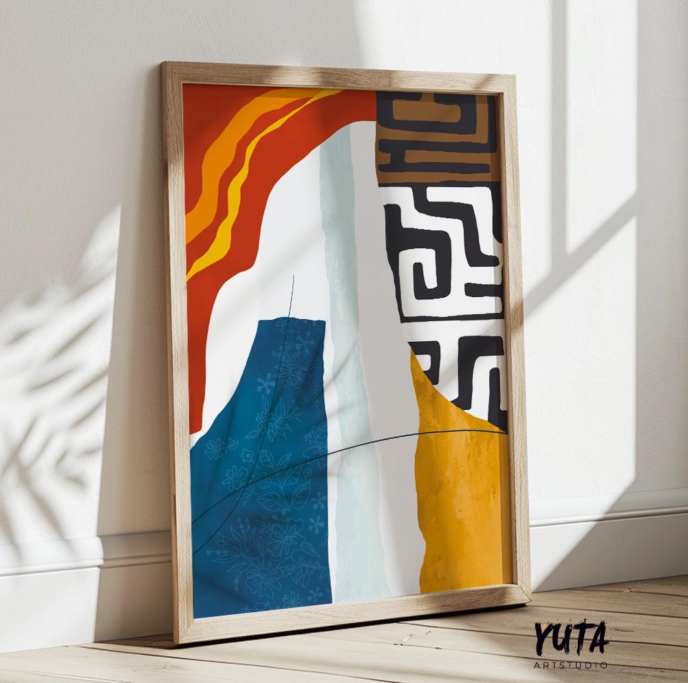 Modern Abstract African Art Print. Colorfull Simple Livingroom African Wall Art. Minimalist Ethnic Pattern Poster